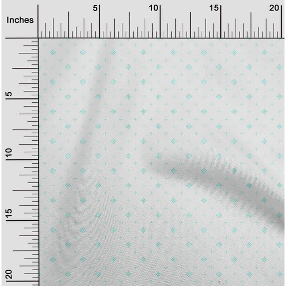 oneOone Polyester Lycra Aqua Blue Fabric Dot & Square Shape Geometric Quilting Supplies Print Sewing Fabric by The Yard 56 Inch Wide