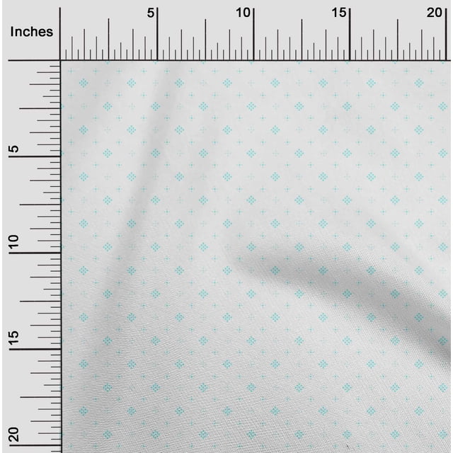 oneOone Viscose Tissu Bleu Aqua Point & Forme Carrée Géométrique Robe Tissu Tissu Imprimé par la Cour 42 Pouces de Large