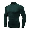 thumbnail image 4 of Men's Long Sleeve Compression Shirts, Mock Neck Athletic Workout T Shirt, Rash Guard Base Layer Undershirt Tops Army Green XXL, 4 of 4