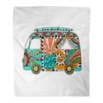 thumbnail image 1 of ASHLEIGH Throw Blanket Warm Cozy Print Flannel Hippie Vintage Car Mini Van in Zentangle Colorful Bus Hippy Color Retro 1960S Comfortable Soft for Bed Sofa and Couch 50x60 Inches, 1 of 1