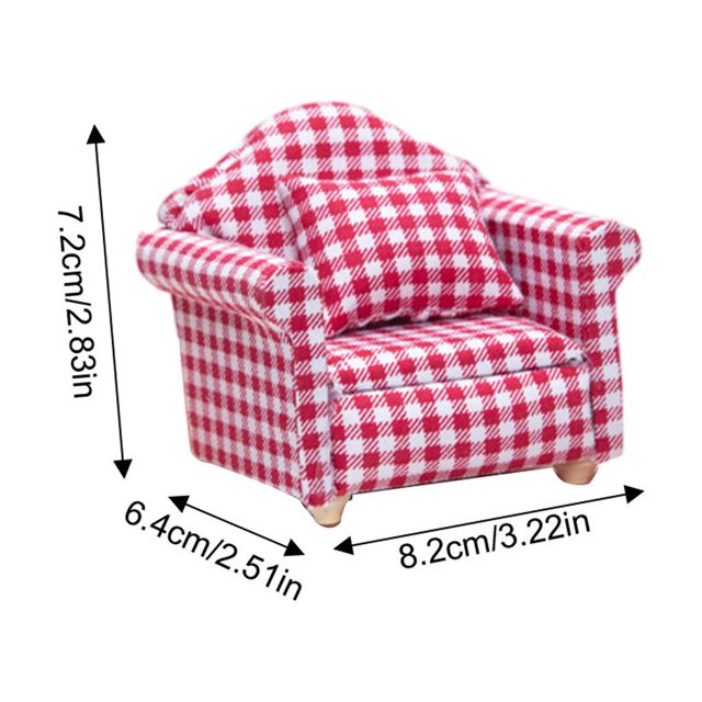 Single Sofa - Wide Application Single Gift Polyester Application Miniature Single Sofa chequer small flower