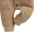 thumbnail image 6 of Busydd Baby Romper Fashion Ribbed Solid Color Short Sleeve Girls Rompers Casual Summer Lapel Button Pockets Boys Clothes 0-3 Months, 6 of 7