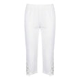thumbnail image 6 of QATAINLAV Womens Lace Patchwork Hem Capri Leggings Trendy Casual Stretchy High Waisted Cropped Yoga Pants White XXL, 6 of 8