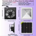 thumbnail image 5 of 1pc 17W Solar Ceiling Exhaust Fan - 8/10/12 Inch Ventilation Fan for Kitchen, Bathroom,, 5 of 5