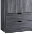 thumbnail image 2 of Benjara BM208872 Wooden Wardrobe with 2 Drawers & 1 Hanging Rod - Distressed Gray, 2 of 5