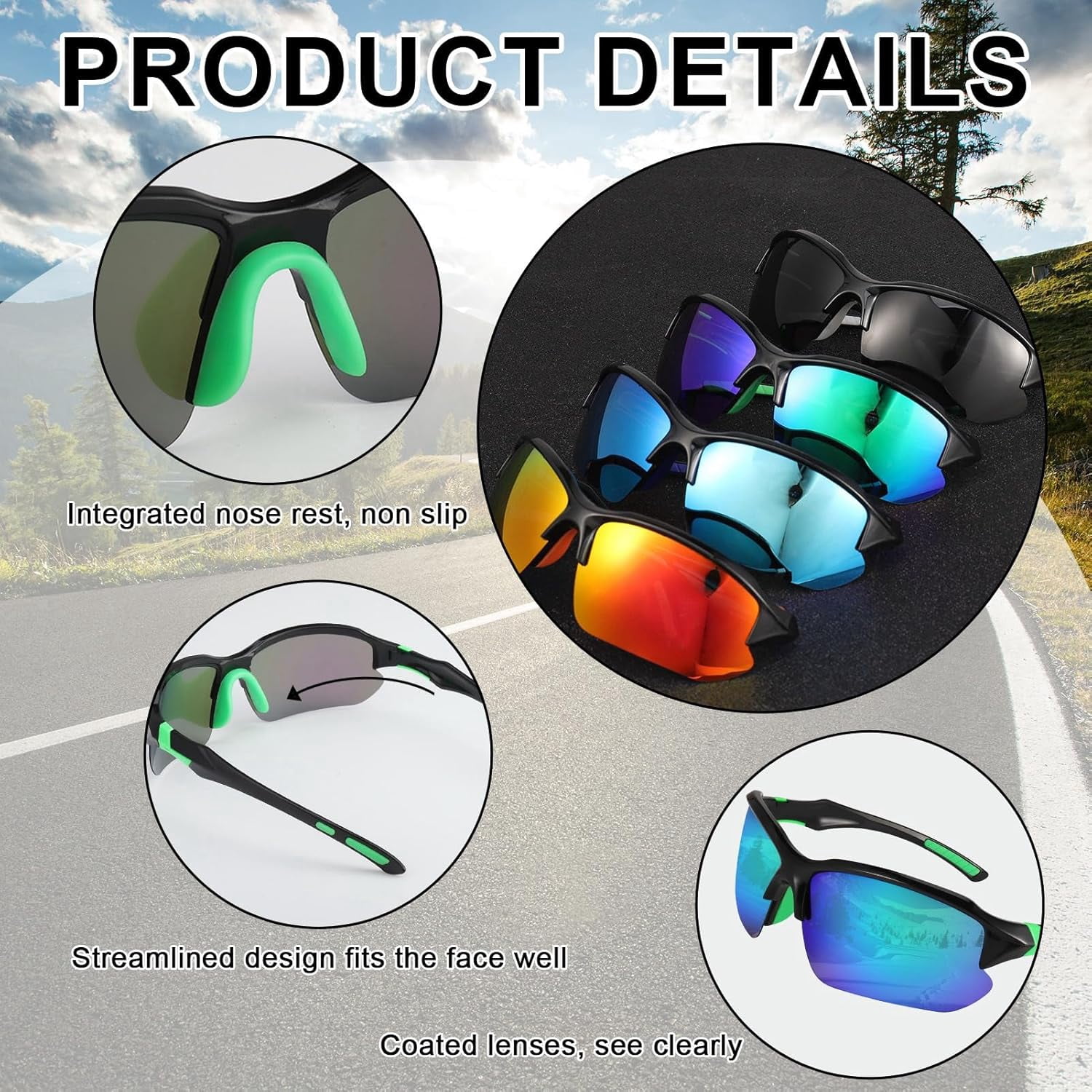 Polarized Sports Sunglasses for Men Women UV Protection