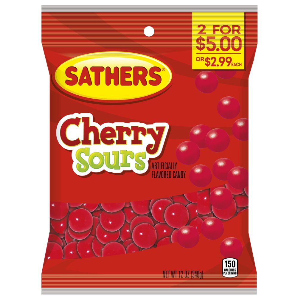 Sathers Cherry Sours Hard Candy, 12 Ounce Bag