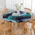 thumbnail image 3 of Blue Green Gold Marble Pattern Round Fitted Tablecloth with Elastic Edge,Dining Table Cover Waterproof,Outdoor Round Tablecloth for Camping,Dining,Indoor and Outdoor, 3 of 7