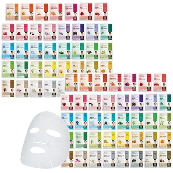 DERMAL 78 Pack Combo Essence de Collagène Masque Facial Coréen - Hydratant & Apaisant avec Panthénol - Masque Hypoallergénique pour Tous Types de Peau - Natur