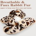 thumbnail image 6 of ELElax Women's Cross Band Slippers Fuzzy Soft House Slippers Plush Furry Warm Cozy Open Toe Fluffy Home Shoes Comfy Indoor Outdoor Slip On Breathable， Leopard, 6 of 7