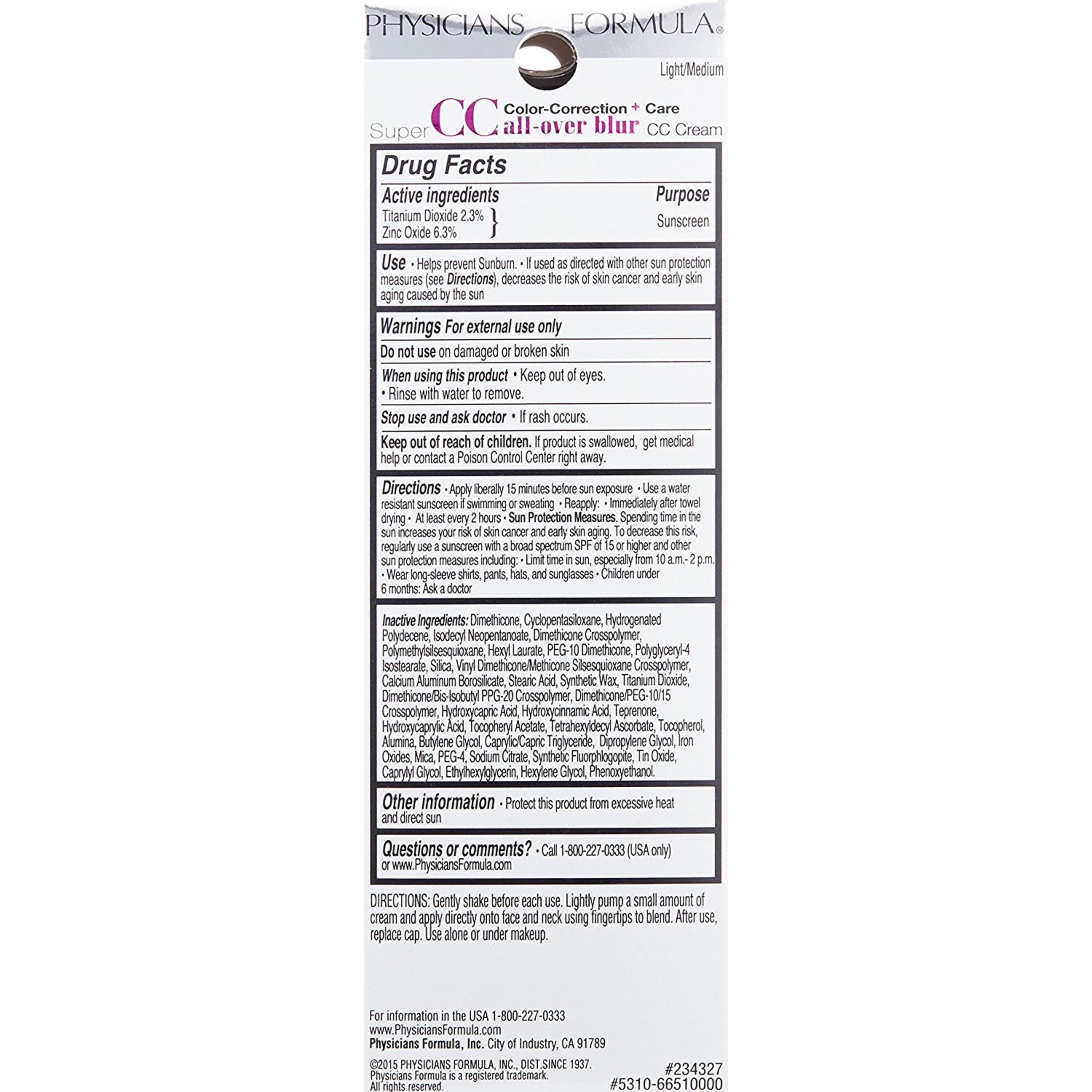 Buy Physicians Formula Super ColorCorrection + Care AllOver Blur CC