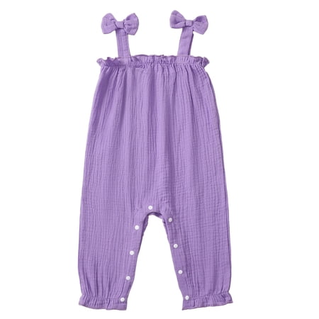 Actgleam Newborn Baby Girl Romper Sleeveless Jumpsuit Ruffled Bodysuit for Baby Girl,Purple,0-3Month