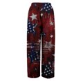 thumbnail image 5 of America 250 Pants for Women Patriotic Star USA Flag Print Wide Leg Lounge Pants Slit Baggy Elastic High Waist Regular Fit Home Wear Trousers, #01 Red, L, 5 of 6