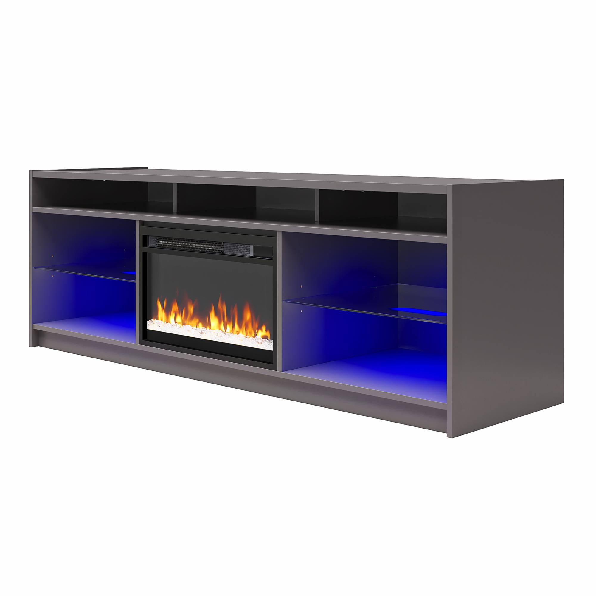Ameriwood Home Lumaria Electric Fireplace TV Stand for TVs up to 65", Graphite Gray