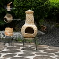 Outdoor Clay Chiminea Fireplace Sun Design Wood Burning Fire Pit with