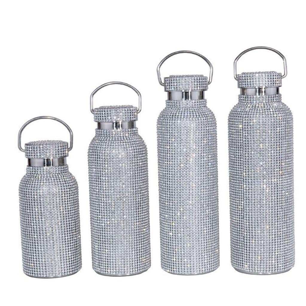 SDFGTstore Holiday Gift Bling Water Bottle Glitter Rhinestone Cup StainlessSteel ThermalBottle Refillable Water Bottle Water Bottle StainlessSteel Flask Rhinestone Insulated