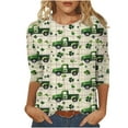 thumbnail image 2 of HaoXianJian Patricks Day Shirts for Women Crew-Neck 2025 sual 3/4 Sleeve Irish Shamrock Graphic T-shirt Green Saint Patty's Tunic Tops Plus Size 4X 5X, 2 of 5