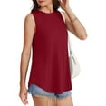thumbnail image 4 of MIUOWANP Women's Solid Color Sleeveless Top Round Neck Casual Pullover Tank Fashionable & Comfortable Wine S, 4 of 4