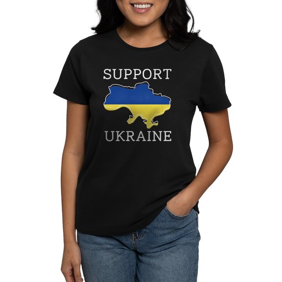 CafePress - Support Ukraine Women's Dark T Shirt - Women's Traditional Fit Dark T-Shirt