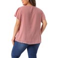 thumbnail image 3 of Agnes Orinda Women's Plus Size Pin Dots Short Sleeve V Neck Casual Plain Top 4X Pink, 3 of 5