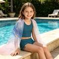 thumbnail image 6 of Sheer Sarong Cover Up For Girls Chiffon Lightweight Sun Protection Wrap Beach Skirts Cute Print Swinsuit Coverups (Free Size, Blue), 6 of 9
