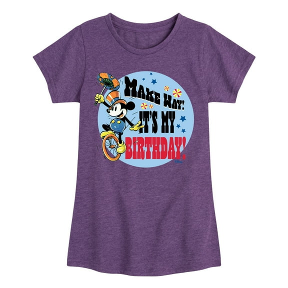 Disney - Mickey - Make Way It's My Birthday - Toddler & Youth Girls Short Sleeve Graphic T-Shirt