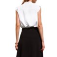 thumbnail image 3 of Blusa de oficina sin mangas para mujer INSPIRE CHIC, con botones, volantes y cuello redondo, color blanco, 3 of 5