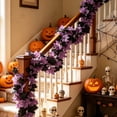 thumbnail image 2 of Chmadoxn Pastel Halloween Decor Pink & Purple Artificial Maple Leaf Garland, 66.9" Faux Hanging Vine Foliage for Fireplace Mantel Table Centerpiece Indoor Home Decoration, 2 of 9