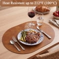 thumbnail image 4 of Vaukki Oval Vinyl Placemats Set of 6, Waterproof Faux Leather Table Mats, Heat Resistant Non Slip Wipeable for Dining Table, Brown, 4 of 12