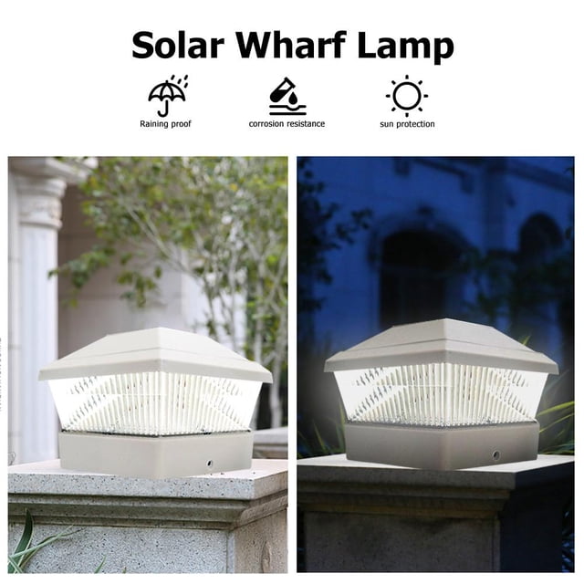 Columna solar LED Luz Pilar Lámpara Exterior Villa Patio Jardín Decoración Blanco