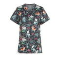 thumbnail image 1 of Blouse d'Été Grande Taille à Manches Courtes pour Femmes Mode Femmes Imprimée Manches Courtes Col en V Hauts Uniforme de Travail Infirmier avec Poche T-Shirt Col en V Femmes en Solde, 1 of 6