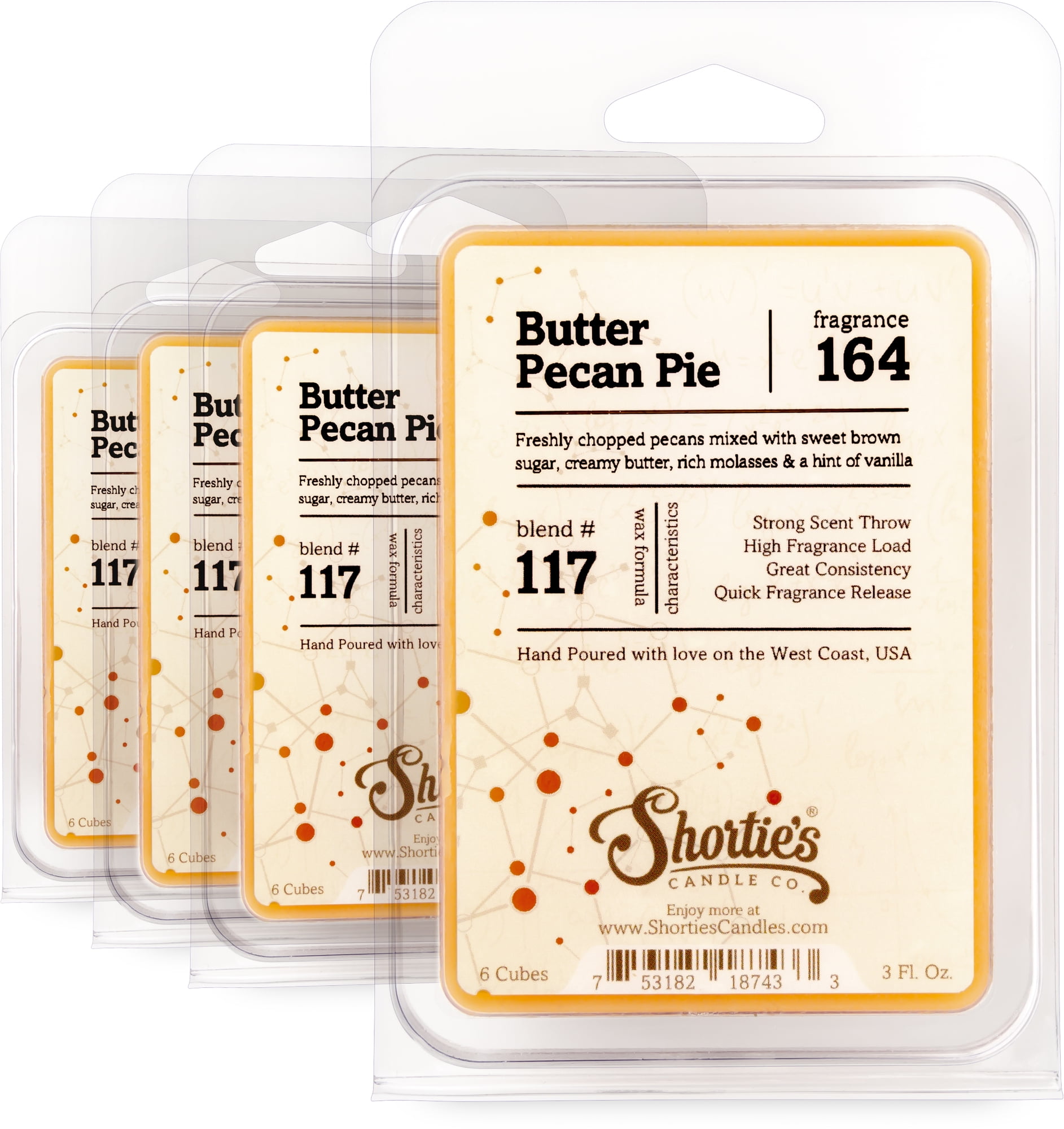Butter Pecan Pie Wax Melts Bulk Pack - Highly Scented + Natural Oils - Shortie's Candle Company