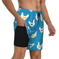 thumbnail image 3 of Picia Cartoon Chicken pattern Mens Swim Trunks with Compression Liner Stretch Beach Shorts Quick Dry with Zipper Pockets No-Chafing Board Shorts-3X-Large, 3 of 9