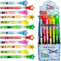 INYMILLS 24 Pcs Airplane Multi Point Stackable Pencil with Eraser for Airplane Airshow Birthday Party Favor Prize Carnival Goodie Bag Stuffers