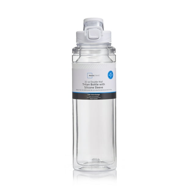 Mainstays 32 fl oz Arctic White and Clear Solid Print Plastic Water