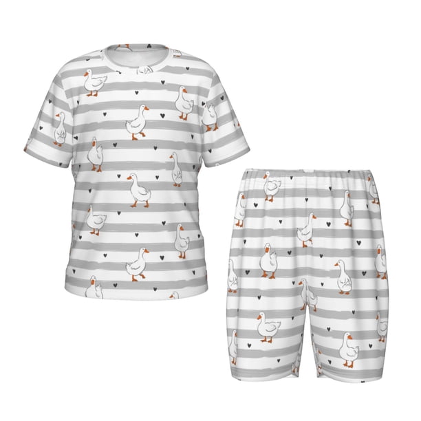 Balery Cute Goose Conjunto de Pijama Infantil de Manga Corta con Estampado – Ropa de Dormir de Algodón Suave-Medium