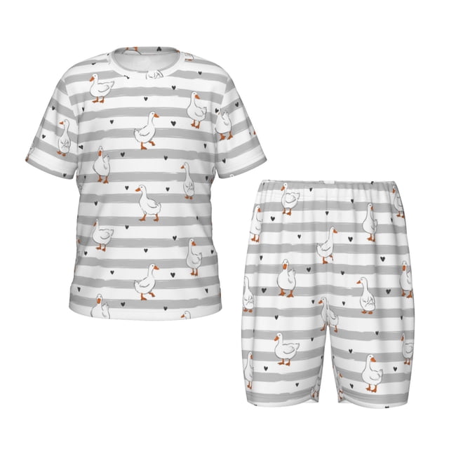 Balery Cute Goose Conjunto de Pijama Infantil de Manga Corta con Estampado – Ropa de Dormir de Algodón Suave-XX-Large