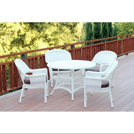 5 Piece White Resin Wicker Chair Table Patio Dining Furniture Set 5 Piece White Resin Wicker Chair Table Patio Dining Furniture Set Brown Cushions