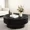 Round-Black, variant on Modern 31.5" Round Fluted Drum Coffee Table with Storage, Solid Wood Veneer Accent Tea Table for Living Room, Apartment, or Office, Black