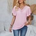 thumbnail image 4 of ZOHIUM Women's Tops Trendy Women' V Neck Ruffle Sleeve Solid Color Loose Fitting T Shirt and Womens V Neck Short Sleeve T Shirts Summer Tops Loose Fit Basic Tee Clothes （Red,XXL), 4 of 6
