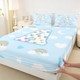 thumbnail image 4 of jejeloiu Rainbow Cloud Monogram A Full Size Sheets For Kids,Colorful Heart Stars Initial Bed Sheets For Girls,4pcs, 4 of 6