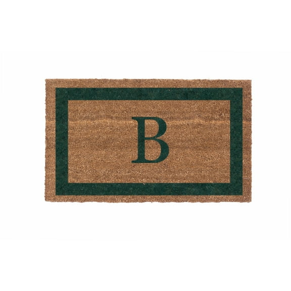 CocoMatsNMore Monogram (I) Vinyl Backed Green Single Border Doormats 38" x 60"