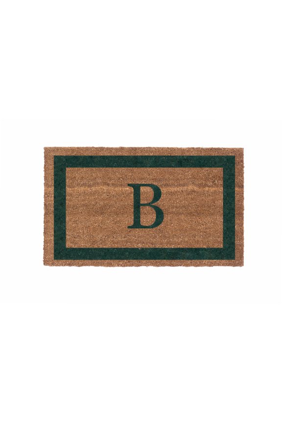 CocoMatsNMore Monogram (J) Vinyl Backed Green Single Border Doormats 38" x 60"