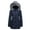 Navy, variant on GGleaf Women's Plus Size Winter Thicken Puffer Coat Warm Snow Jacket with Fur Removable Hood Navy 5X
