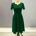 thumbnail image 5 of Efsteb Cocktail Dresses For Women Vintage 1950s Dress Short Sleeve V Neck Swing Dress Wedding Guest Party Dresses (Green,XXL), 5 of 7