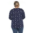thumbnail image 3 of White Mark Women's Plus Size Pleated 3/4 Sleeve Leaf Print Blouse, 3 of 5