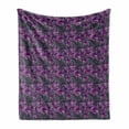 thumbnail image 1 of Floral Soft Flannel Fleece Throw Blanket, Violet Tones Grungy Look Flower Print Wild Rose, Cozy Plush for Indoor and Outdoor Use, 60" x 80", Purple Multicolor, by Ambesonne, 1 of 5