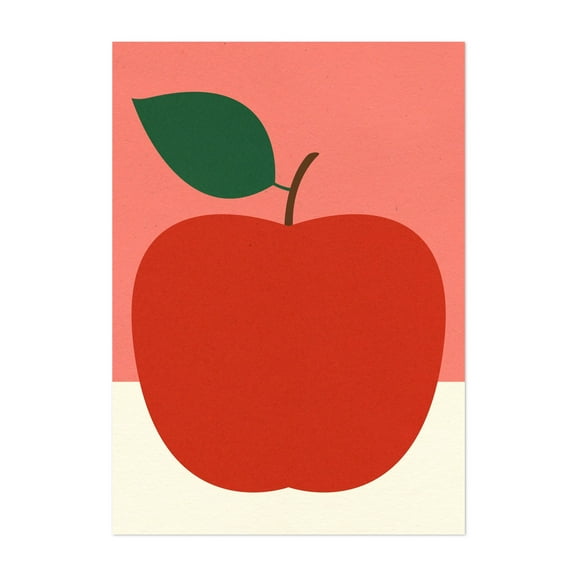 Red Apple - Illustration Unframed Wall Art Print 5 x 7 inches
