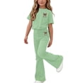thumbnail image 2 of Mooqilaa Girls Outfit Sets Short Sleeve, Graphic 2 Piece Summer Girls Clothing Sets Green Size 14-15 T, 2 of 5