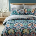 thumbnail image 4 of Levtex Home - Diella Quilt Set - King Quilt and Two King Shams - Floral Medallion - Navy Yellow Green Blue Red - Quilt (106x92in.) and Shams (20x36in.) - Reversible - Cotton, 4 of 7